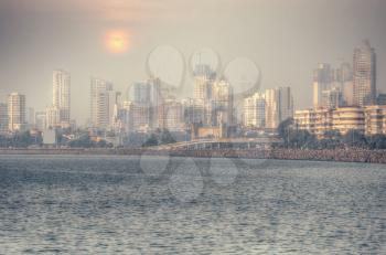 Marine Drive - quay Mumbai (Bombay). It has a crescent shape. India