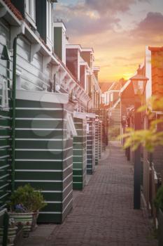 Traditional houses in Holland town Volendam, Netherlands