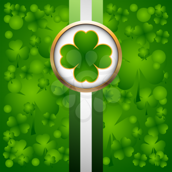 Clover leaf on green background for happy St. Patricks Day