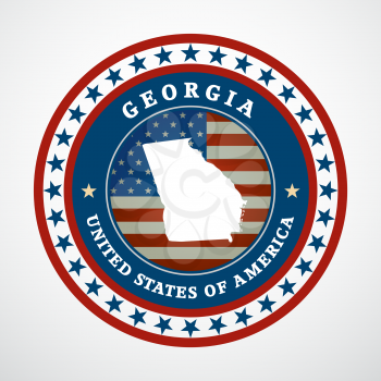 Label with map of Georgia, vector