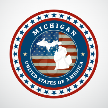 Label with map of Michigan, vector