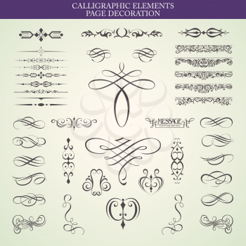 Vector set calligraphic element and page decoration