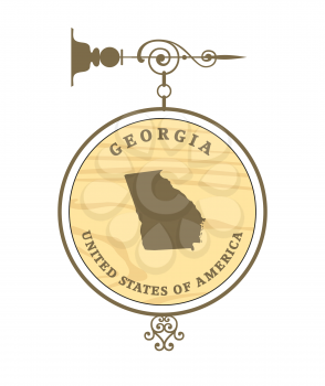 Vintage label with map of Georgia, vector