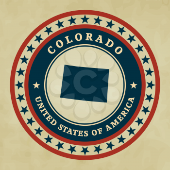 Vintage label with map of Colorado, vector