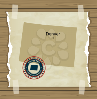 Colorado map with stamp vintage vector background