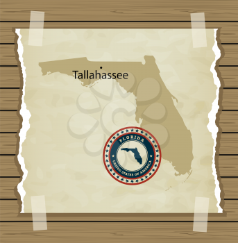 Florida map with stamp vintage vector background