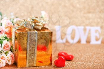 Valentine's day concept with gift box and letters love