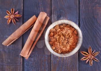 aroma spice  in bowl on the wooden table