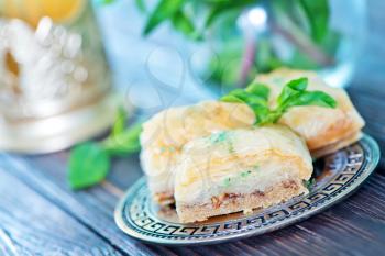 sweet turkish desert with honey and nuts