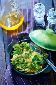 baked broccoli with eggs in the bowl