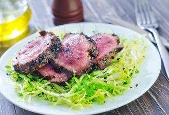 beef steak with fresh salad