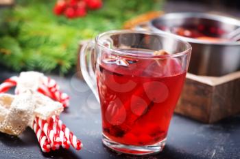  christmas drink with aroma spice on a table