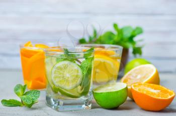 detox drink with herb and fresh fruit