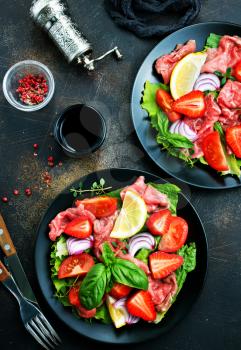 salad with fresh strawberry carpaccio vegetables, stock photo