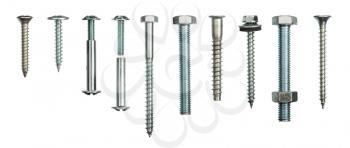 Screws collection isolated on whitebackground
