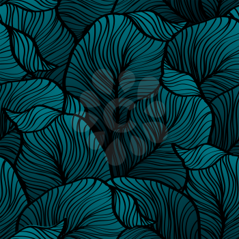 Vector illustration Retro seamless pattern with abstract doodle leaves