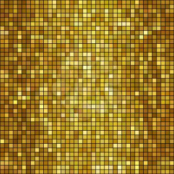 Vector illustration  golden mosaic background. Square shape