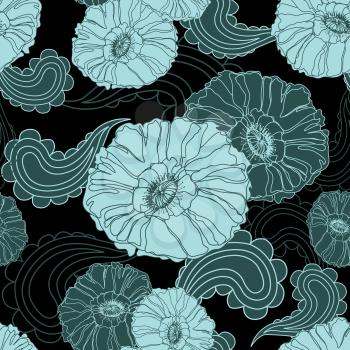 Floral seamless pattern. Poppy flower. Vintage background