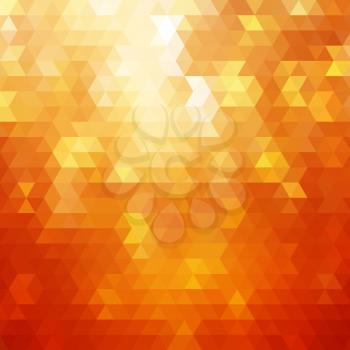 Abstract colorful orange vector background with triangles. Shiny geometric mosaic