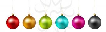 Set of color Christmas ball on white background. Vector illustration.