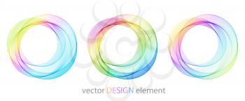 Abstract shiny spectrum multicolor round design element on white background. Gologram, rainbow color