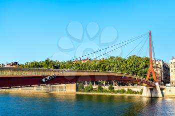 Palace of Justice Footbridge over the Saone river in Lyon - Auvergne-Rhone-Alpes, France
