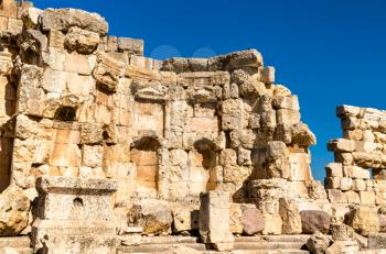 Ruined walls of Heliopolis at Baalbek in Lebanon