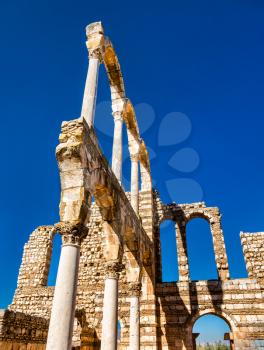 Ruins of the Umayyad citadel at Anjar. UNESCO world heritage in Lebanon