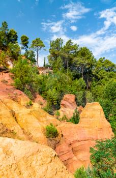 Ochre landscape at Roussillon in Provence, France