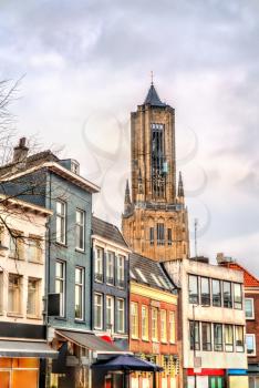 Traditional houses and St. Eusebius church in the old town of Arnhem, the Netherlands