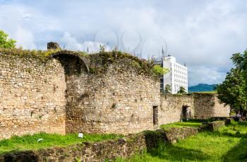View of the walls of Elbasan Castle in Albania