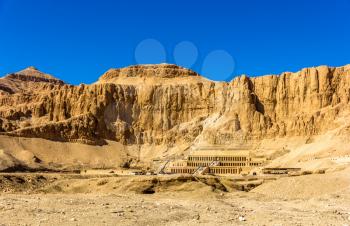 View of Deir el-Bahari, a complex of mortuary temples in Egypt