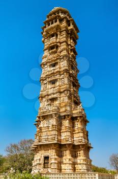 Vijaya Stambha, Tower of Victory at Chittor fort. Rajasthan State of India