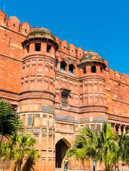 Amar Singh Gate of Agra Fort. UNESCO heritage site in Uttar Pradesh, India