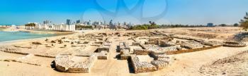 Ancient ruins at Bahrain Fort. A UNESCO World Heritage Site in the Middle East