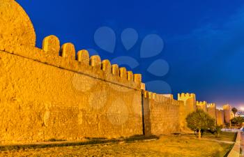 Defensive walls of Medina of Sousse. A UNESCO World Heritage Site in Tunisia.