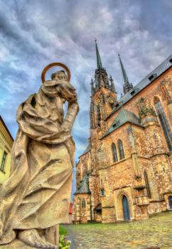 Statue at the Cathedral of Saints Peter and Paul in Brno - Moravia, Czech Republic