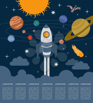 Space, universe graphic design. Infographic template. Vector illustration 