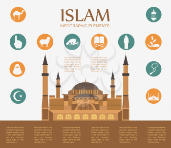 Islam infographic. Muslim culture. Vector illustration