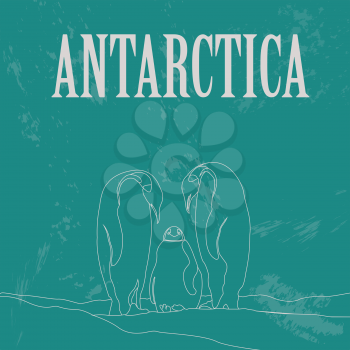 Antarctica. South Pole. Retro styled image. Vector illustration