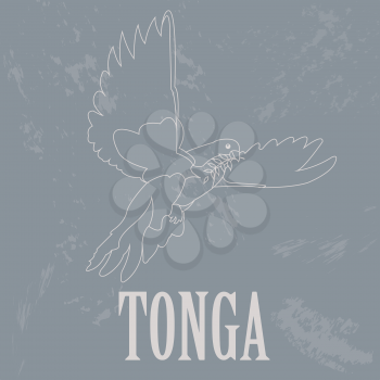 Tonga. Dove. Retro styled image. Vector illustration