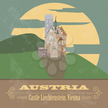 Austria landmarks. Retro styled image. Vector illustration