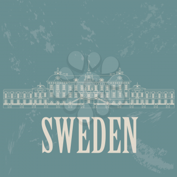 Sweden landmarks. Retro styled image. Vector illustration