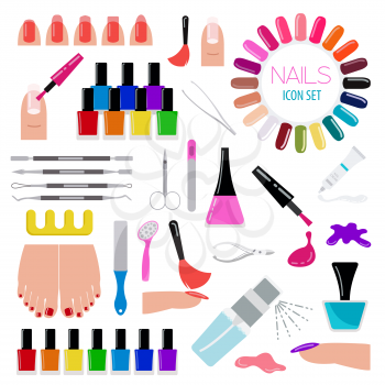 Manicure, nail salon. Icon set. Vector illustration