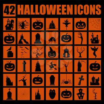 Halloween holiday graphic template. Flat icons. Vector illustration