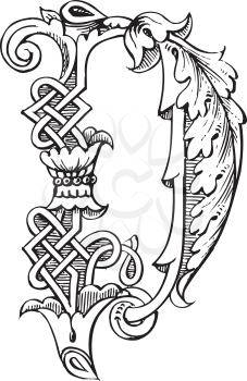 Royalty Free Clipart Image of an Ornate Letter D