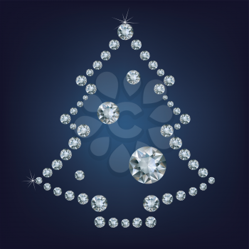 Christmas tree made a lot of diamonds