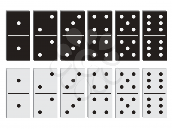 Domino black and white set. Vector illustration.