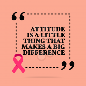 Inspirational motivational quote. Attitude is a little thing that makes a big difference. With pink ribbon, breast cancer awareness symbol