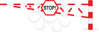 Illustration barrier with a stop sign on a white background